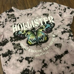 Hollister Kids Tee with Butterfly Graphic - Pink and Black